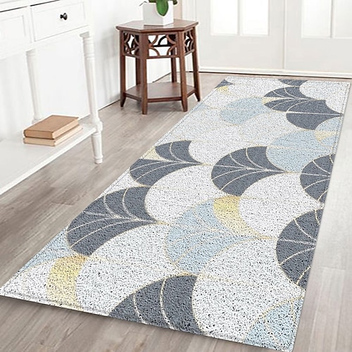 Flurläufer mit Blumenmuster, Flanellstoff, bedruckt, Heimdekoration, Eingangsbereich, staubdichte Fußmatte, saugfähiges, weiches Badezimmerkissen Image