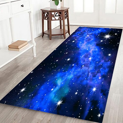 Flurläufer mit Sternenhimmel-Muster, Flanellstoff, bedruckt, rutschfest, weich, für Eingangsbereich und Badezimmer Image