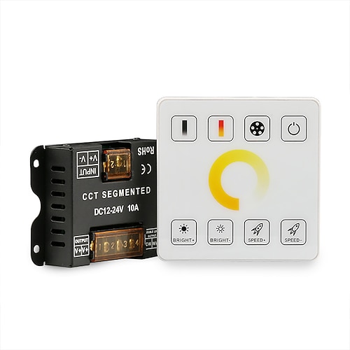 Dimmer per strisce luminose a LED, telecomando wireless RF 2.4G, dimmer da parete dimmerabile, adatto per strisce LED RGB RGBW RGBCCT monocolore, controller dimmer a canale singolo DC5V-24V 10-50A