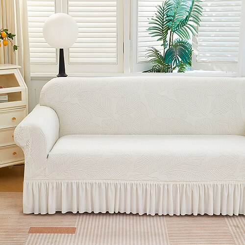 Elastischer Jacquard-Sofabezug im Rocksaum-Stil, dehnbar, für Ecksofas, L-förmige Sofas, Wohnzimmersofas, rutschfest, waschbar, staubdicht, für 1, 2, 3 oder 4 Sitze Image
