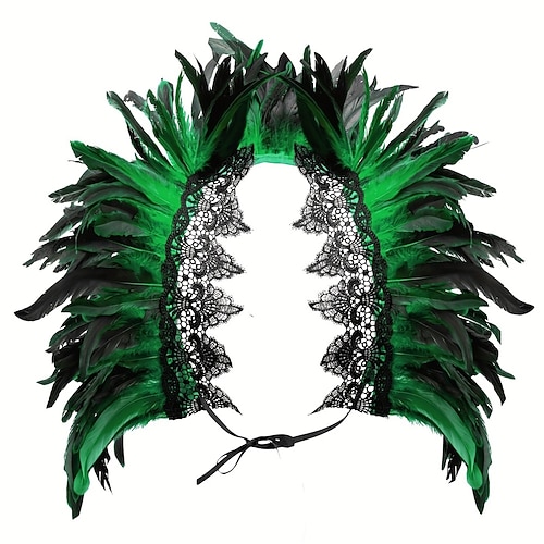 Karneval 2026 Rio Karneval Samba Zubehör Damen Schwarz Feder Umhang mit Spitzenapplikation Brasilien Festival Aufführung Kostüm Image