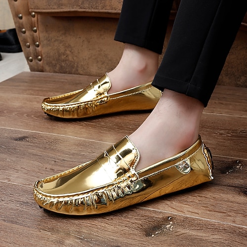 Hochwertige goldene Herren-Loafer – stilvolle Slipper für formelle Anlässe, Hochzeiten und luxuriöse Gelegenheiten Image