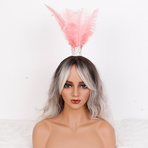 Karneval 2026 Rio Karneval Samba Zubehör Damen Showgirl Federkopfbedeckung schwarze Straußenfederhaube mit Strasskrone Brasilien Festival Kostüm Image