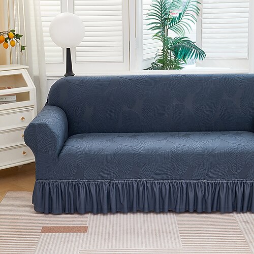 Elastischer Jacquard-Sofabezug im Rocksaum-Stil, dehnbar, für Ecksofas, L-förmige Sofas, Wohnzimmersofas, rutschfest, waschbar, staubdicht, für 1, 2, 3 oder 4 Sitze Image