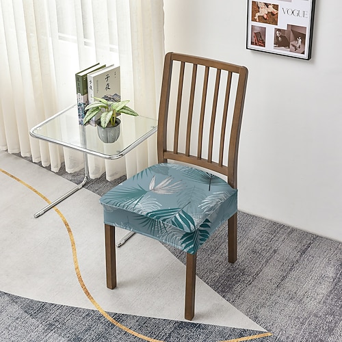 Esszimmerstuhl-Sitzbezug, Hocker-Sitzbezug, geometrisch bedruckter Polyester-Überzug, Stretch-Sitzschutz für Küche, Esszimmer, Zuhause Image