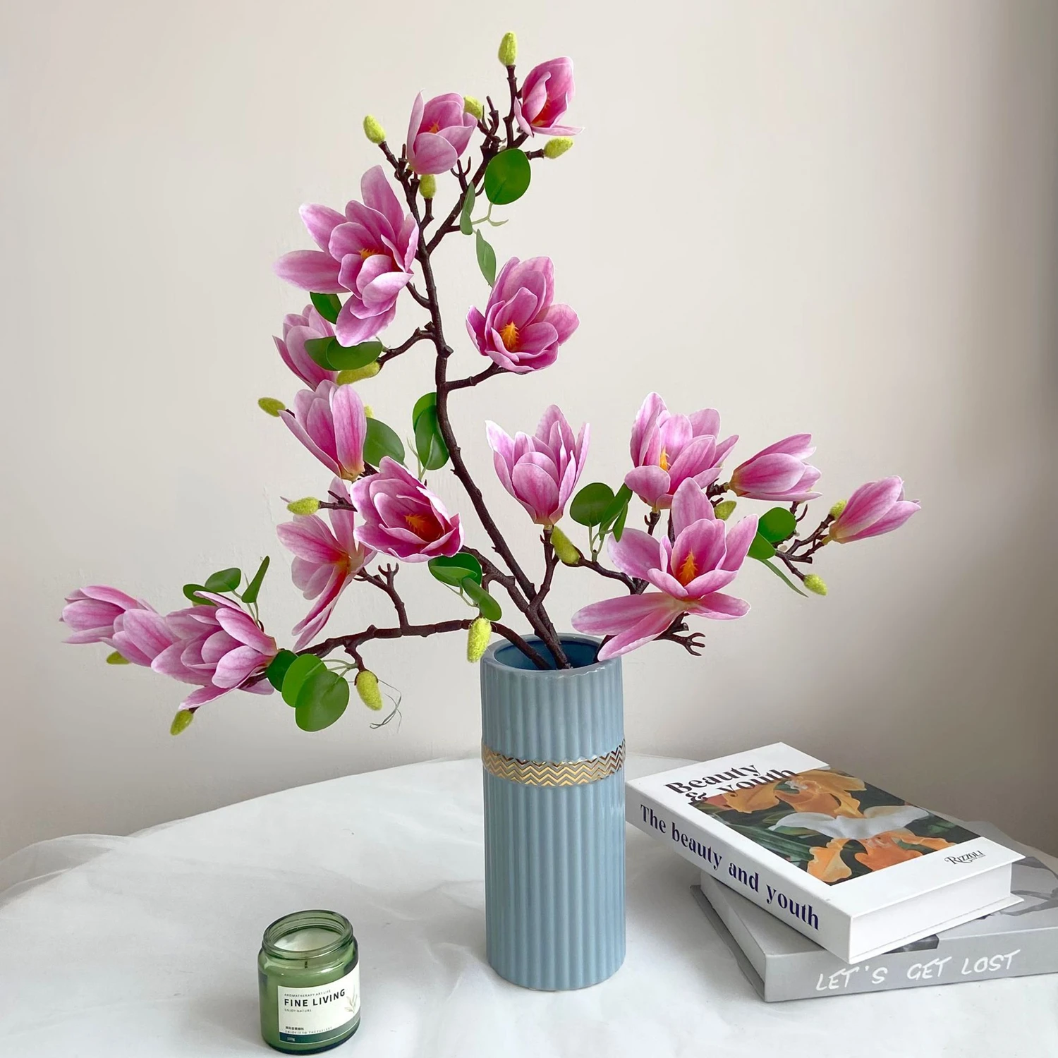 1/4PCS Artificial Silk Magnolia Flowers Home Outdoor Garden Vase Windowsill Wedding Bride Festival Outdoor Table Decoration Gift