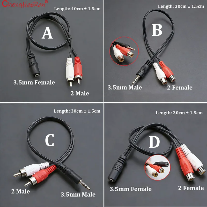 1PC 3,5mm Stecker/Buchse Stecker Auf 2 RCA Audio Kabel Für Computer TV VCD Subwoofer Auto Links rechts Kanal Umwandlung Audio Kabel Image