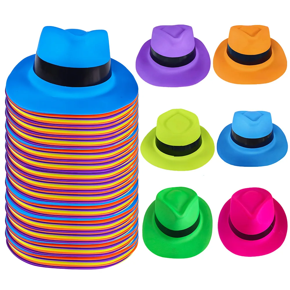 5/10/20/30/40/50Pcs Neon Kunststoff Party Hüte UV Licht Party Glow Hüte fluoreszierende Hut Kind Erwachsene Geburtstag Musik Party Dekorationen Image