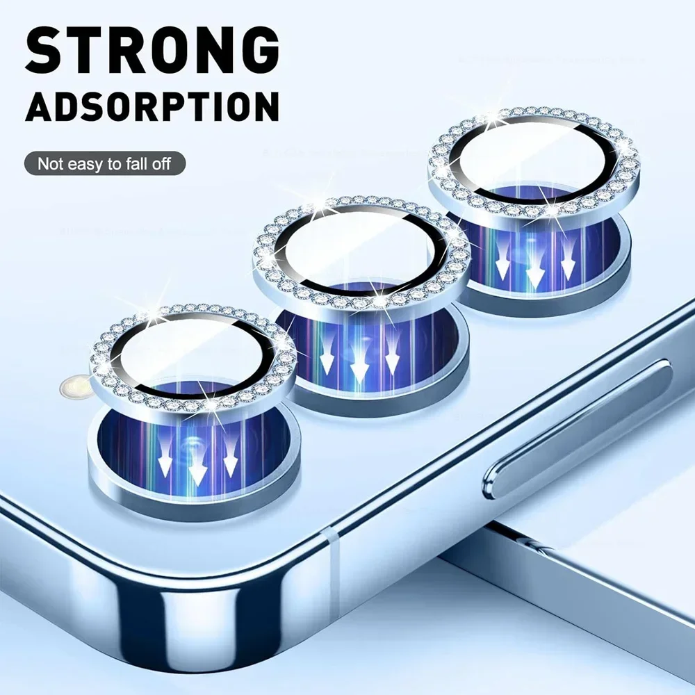 3-5PCS 9HD Diamant Kamera Objektiv Schutz Für Samsung Galaxy A55 A15 A16 S24 S25 Gehärtetes Glas Zurück objektiv Legierung Metall Ring Abdeckung Image