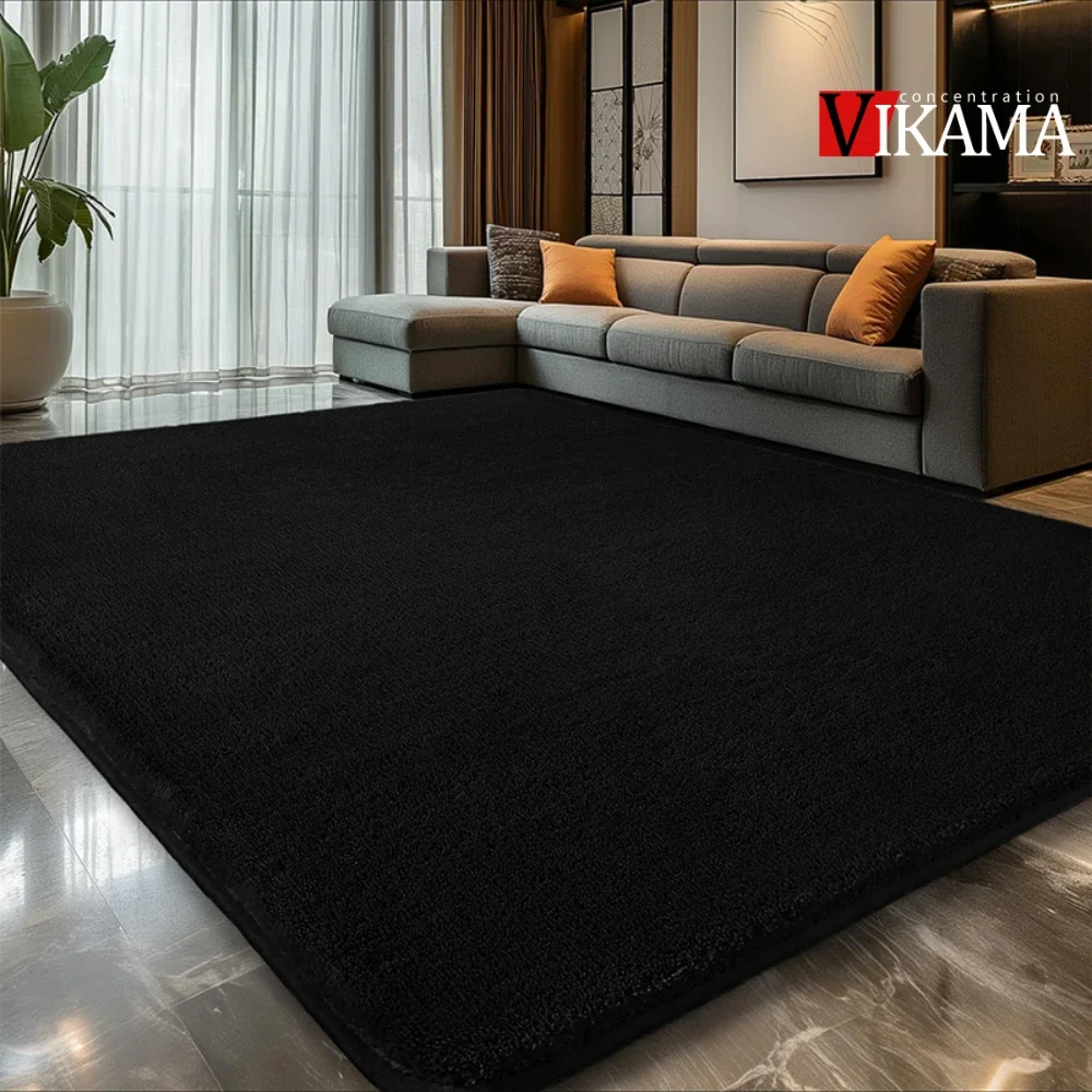 VIKAMA einfarbiger Wohnzimmerteppich, flauschiges großes Sofa, Couchtischdecke, Schlafzimmer-Nachttischmatte, Heimdekoration Image