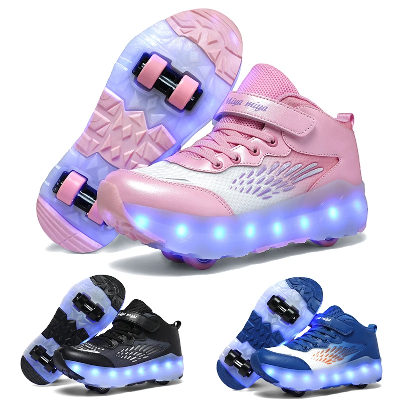 Kid Led Turnschuhe USB Lade Leuchtende Schuhe Outdoor Sport Rollschuhe Schuhe Mit 4 Rädern Jungen Mädchen Casual Schuhe Glowing