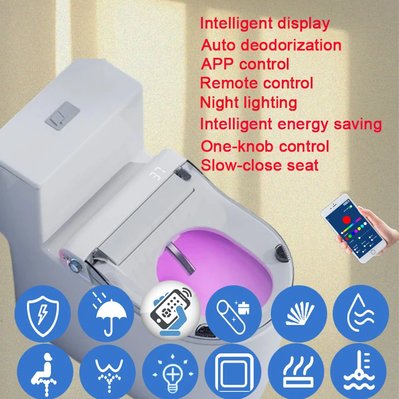 Smart AI Toilettensitz Bidet App Abbatant WC Douchette Toilette Planche WC Japonais Tapa WC Japones Inteligente Heat Toilettensitz