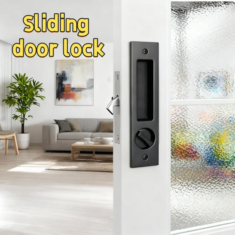 Unsichtbares Türschloss, Balkon, Holz-Schiebetürschloss mit Schlüssel, Küche, Schlafzimmer, Schiebetür, Schiebetür, integriertes Hakenschloss