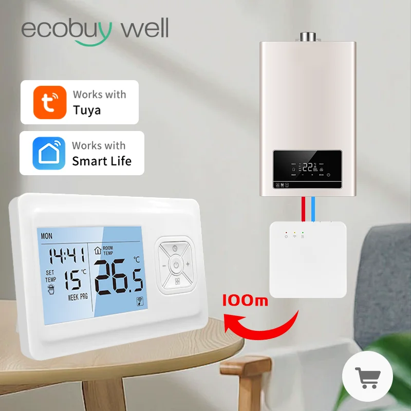 Tuya Smart Wireless Kessel Thermostat Wifi Batterie Betrieben Thermostat Gas Kessel Thermostat Smart Wifi Temperatur Controller Image
