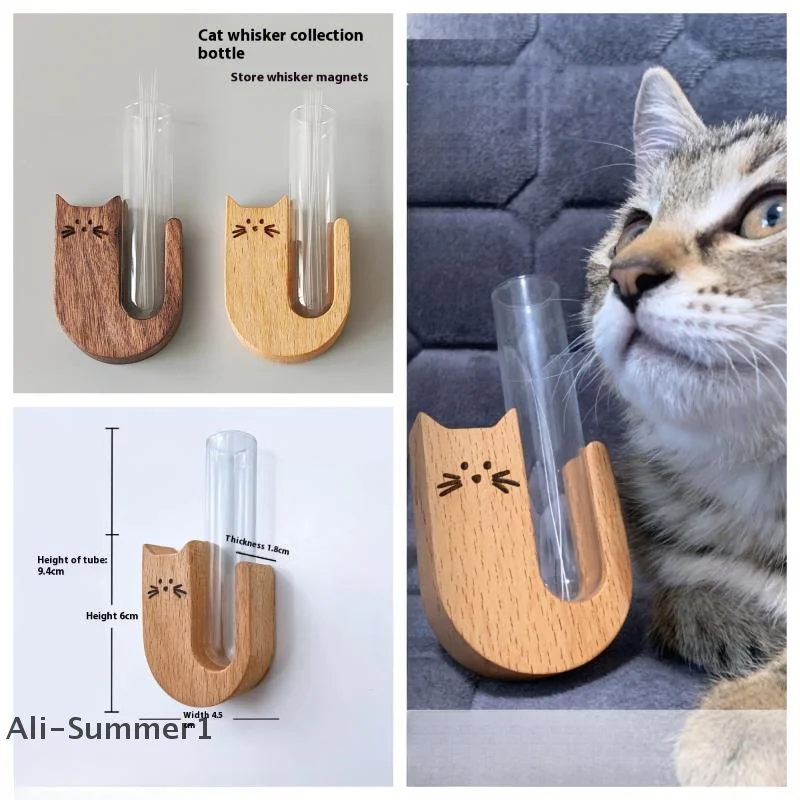 【E】Transparentes Glas für Katzen, Whisker-Glas, Tierhaarhalter, Kühlschrankmagnet, Dekor, Erinnerungsgeschenk für Haustierliebhaber Image