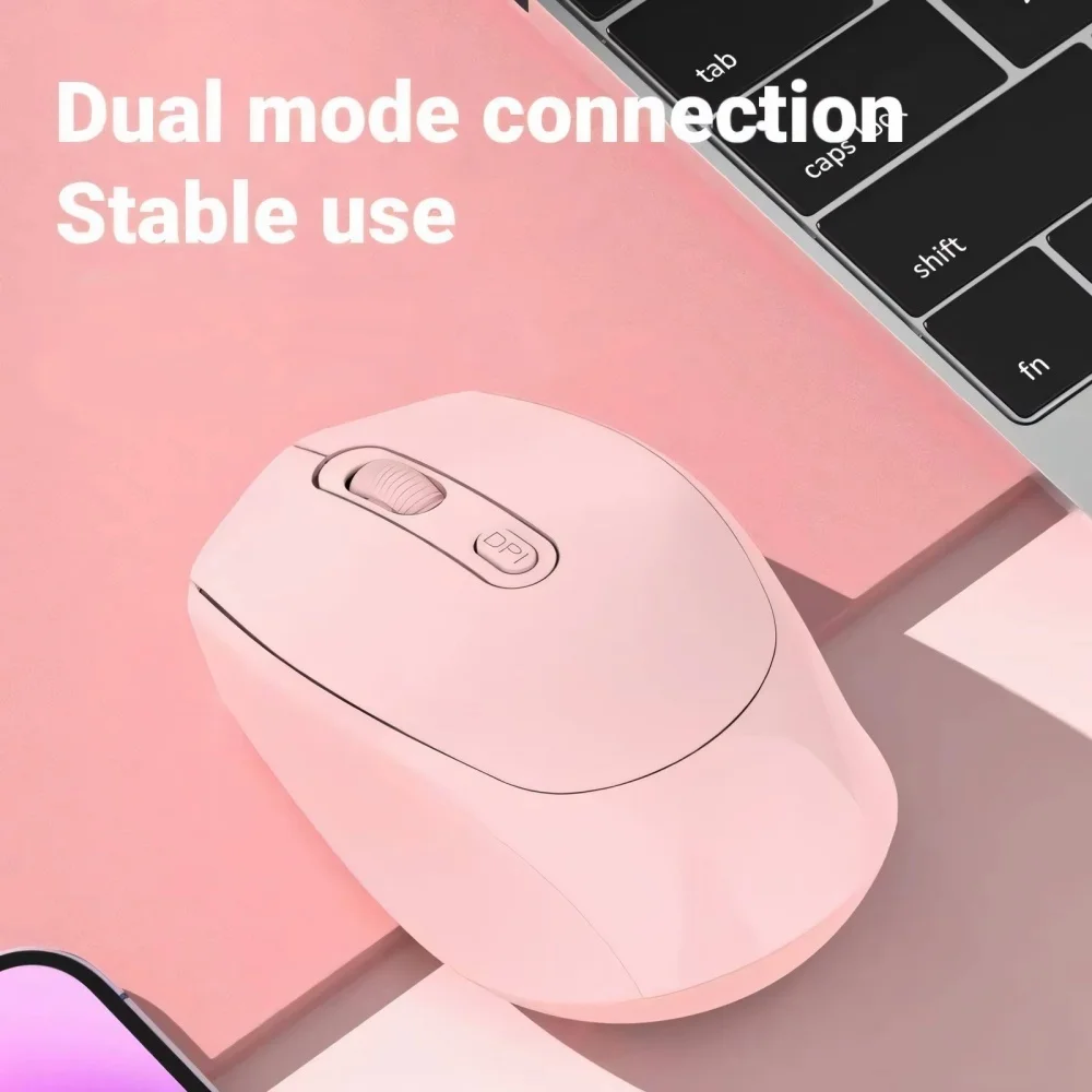 Drahtlose Bluetooth-Maus, 2,4 G, wiederaufladbar, geräuschlos, ergonomisches Design für MacBook, Laptop, PC, Computer, Büro, Gaming Image