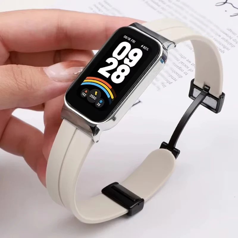 Metallgehäuse + Silikonarmband für Xiaomi Mi Band 9 Active Sports Magnetarmband für Miband 9 Active Hollow Bumper Protector Shell Image