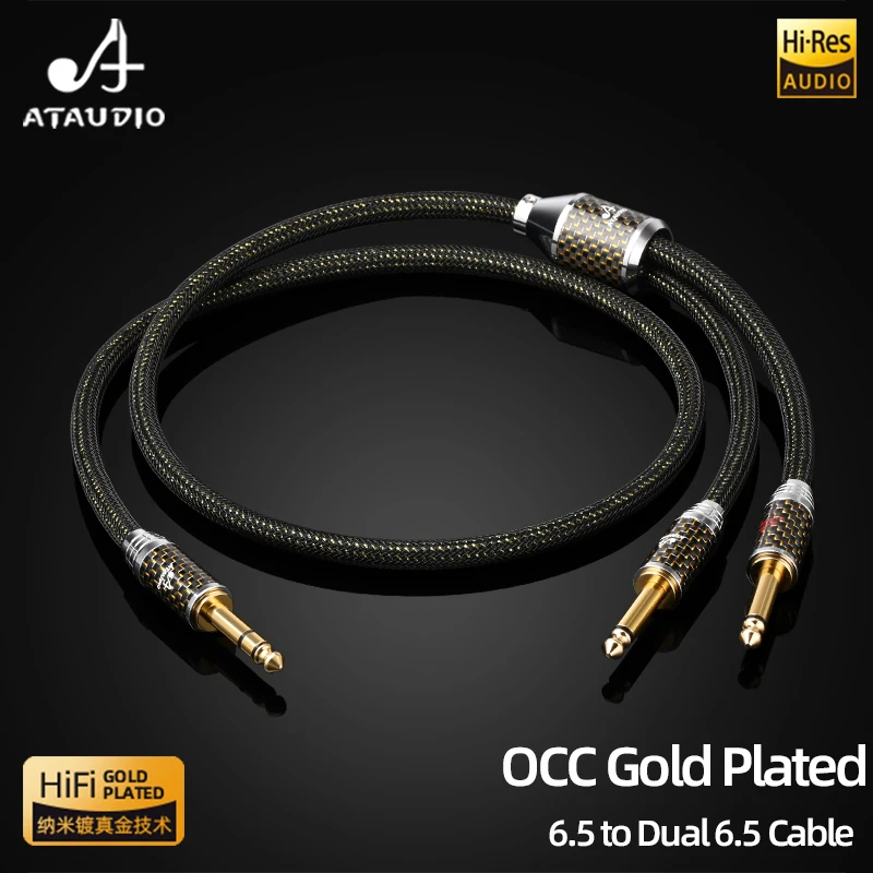 ATAUDIO OCC vergoldetes HiFi 6,5 mm auf Dual 6,5 mm Kabel Stereo 6,5 TRS auf Dual 6,5 TS Verstärker Gitarrenkabel Image