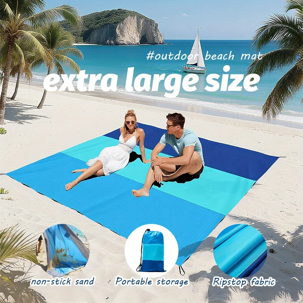2x2.1m Tasca impermeabile Tappetino da spiaggia Coperta Pieghevole Materasso da campeggio Tappetino leggero portatile Tappetino da picnic all'aperto Asciugamano da spiaggia con sabbia