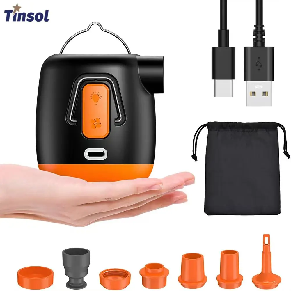 Neue tragbare Luftpumpe, 3600 mAh Akku, wiederaufladbare Pumpe, Mini-Inflator/Deflator, winzige Luftpumpe mit Licht, Pool-Schwimmer, Luftmatratze Image
