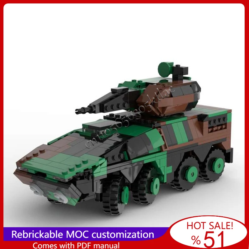 729 PCS Camouflage Hohe Feuer Rate Rotary Kanone Gepanzertes Fahrzeug Modell MOC Bausteine Ziegel Kreative Montage Spielzeug Geschenke Image