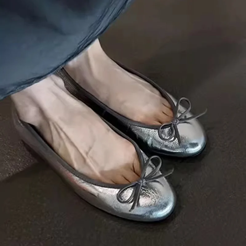 Bogen frauen Müßiggänger Wohnungen Schuhe Elegante Mode Flache Sandalen 2025, Herbst Walking Lolita Schuhe Neue Weiche Marke Mujer Zapatos