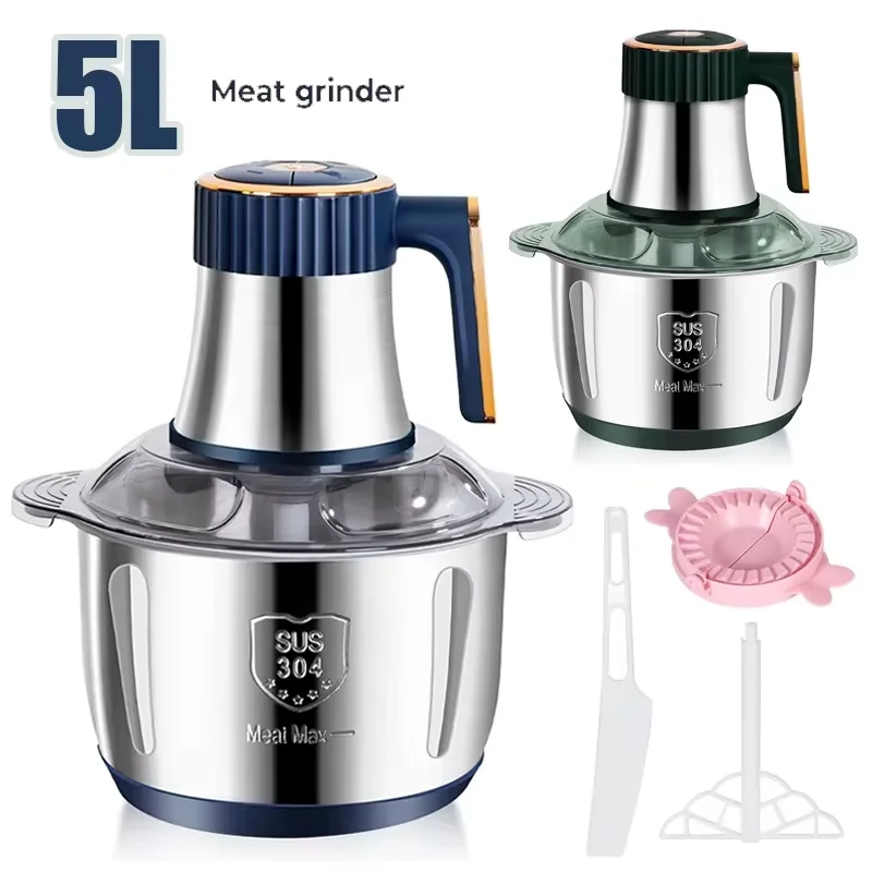 Electric Meat Grinders 5L Food Crusher 6S Stainless Steel Multifunctional Vegetable Slicer Processor Chopper Kitchen Appliances