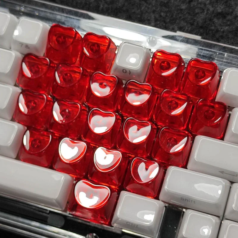 21-Tasten-Tastenkappen für mechanische Tastaturen, Liebes-Tastenkappe für 60/61/68/104, seitlich graviertes, durchscheinendes, individuelles Gaming-Tastatur-Zubehör Image