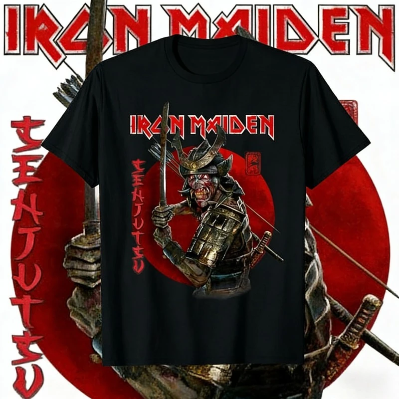 2025 Summer Iron Maiden Somewhere in Time 100 % reine Baumwolle bedrucktes T-Shirt Eddie Cyborg Vintage Rock Band Tee MOTO