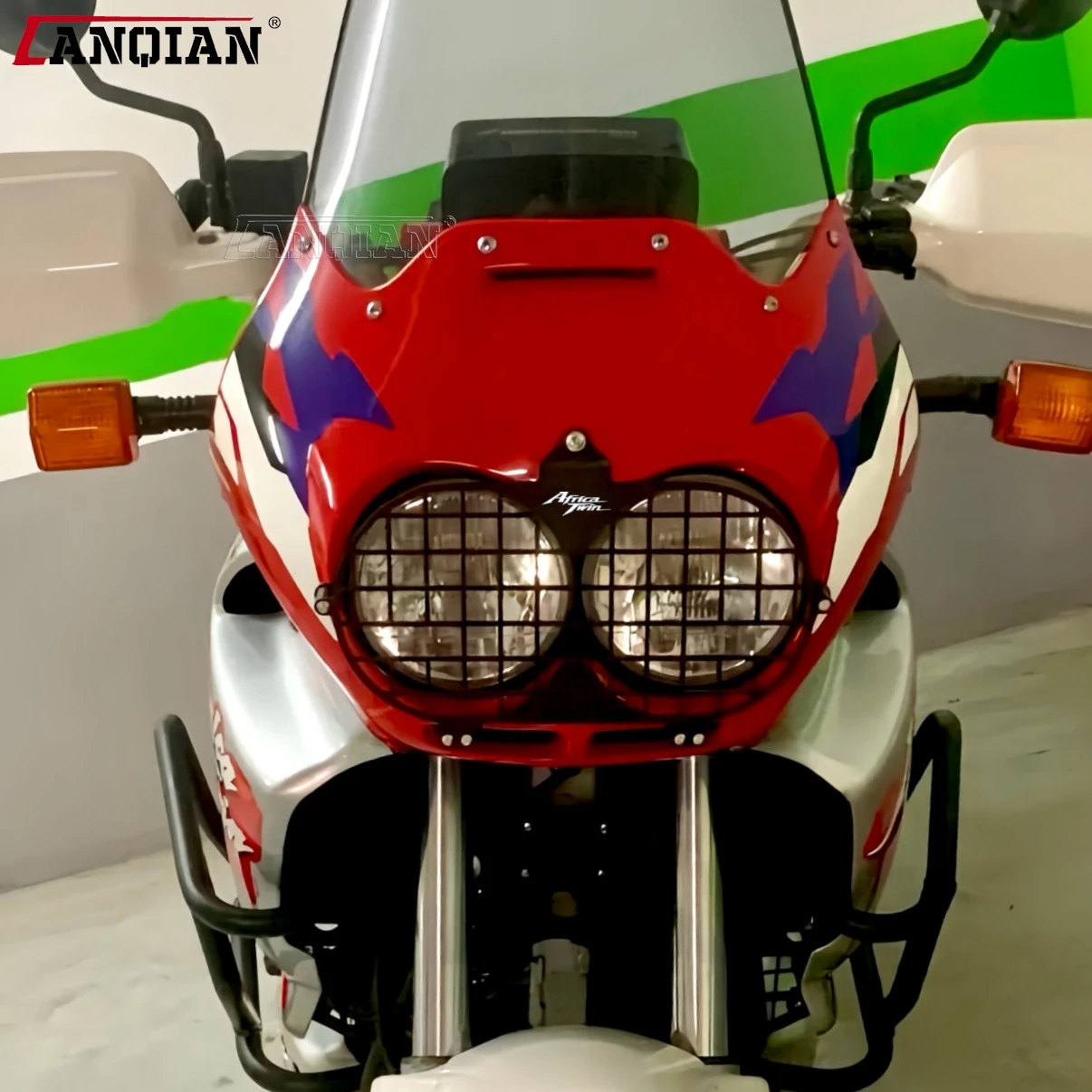 For Honda XRV750 Africa Twin 750 1997-1999 2000 2001 2002 XRV 750 Headlight Guard Motorcycle Head light Grille Cover Protector Image