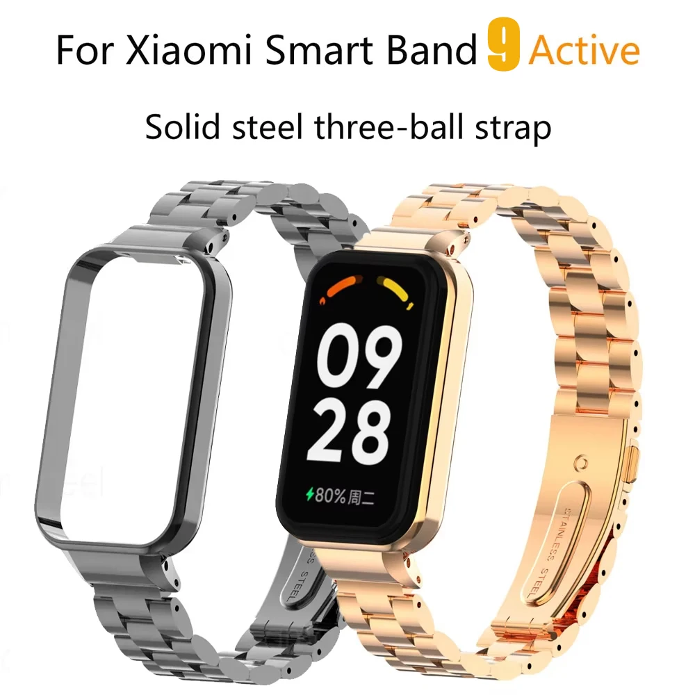 Edelstahlarmband für Xiaomi Mi Band 9 Aktives Armband Armband für Xiaomi Band 9 Aktivstoßstangenschutz Metallgehäuse Correa Image