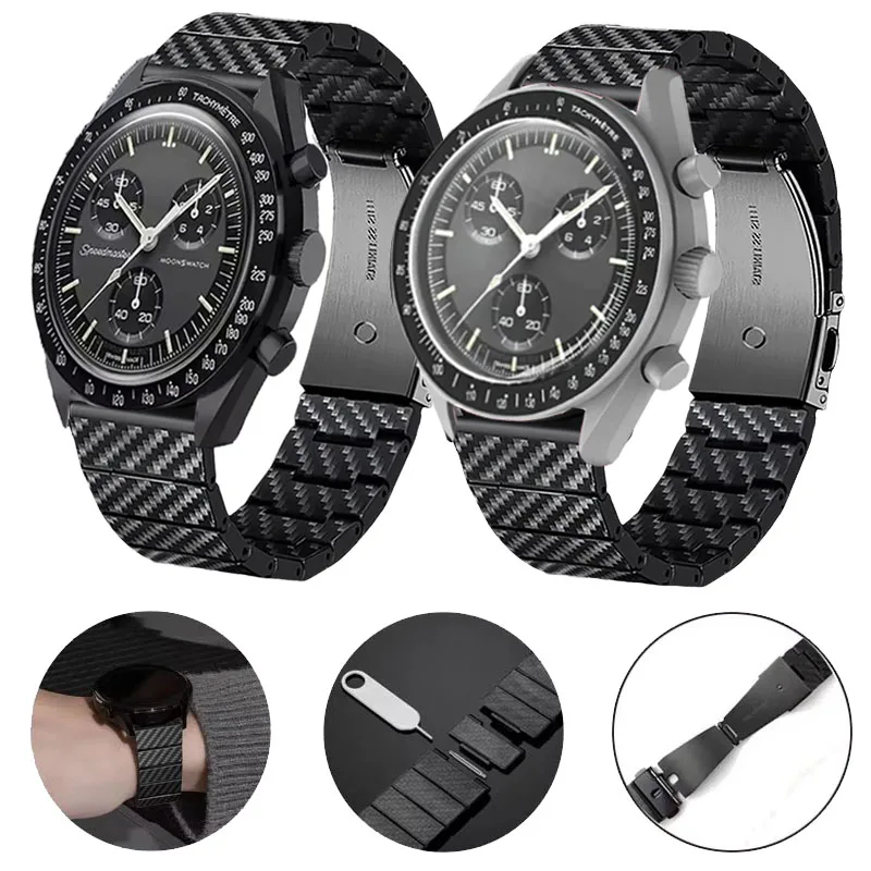 20MM Carbon Faser Muster Armband Für Omega X Swatch Joint MoonSwatch Handgelenk Armband Armband Für MoonSwatch Ersatz Correa Image