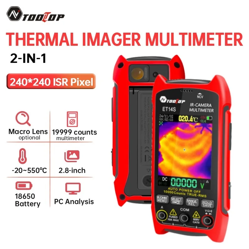 TOOLTOP ET14S Handheld ISR 240x240 Wärmebildkamera 2,8 Zoll AC/DC Multimeter Automotive Pipeline Elektrische Fehlererkennung Image