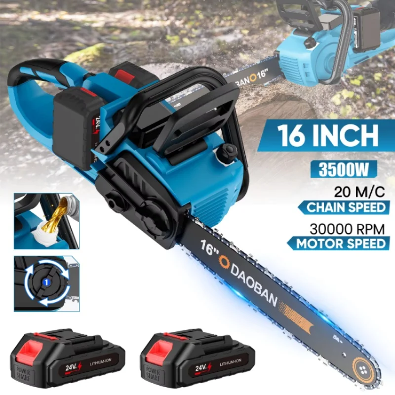 DWiusty 3500 W 16 Zoll Bürstenlose Elektrische Kettensäge lenen Holzbearbeitung Power Tool Handheld Garten Tasse Für Makita Batterie Image