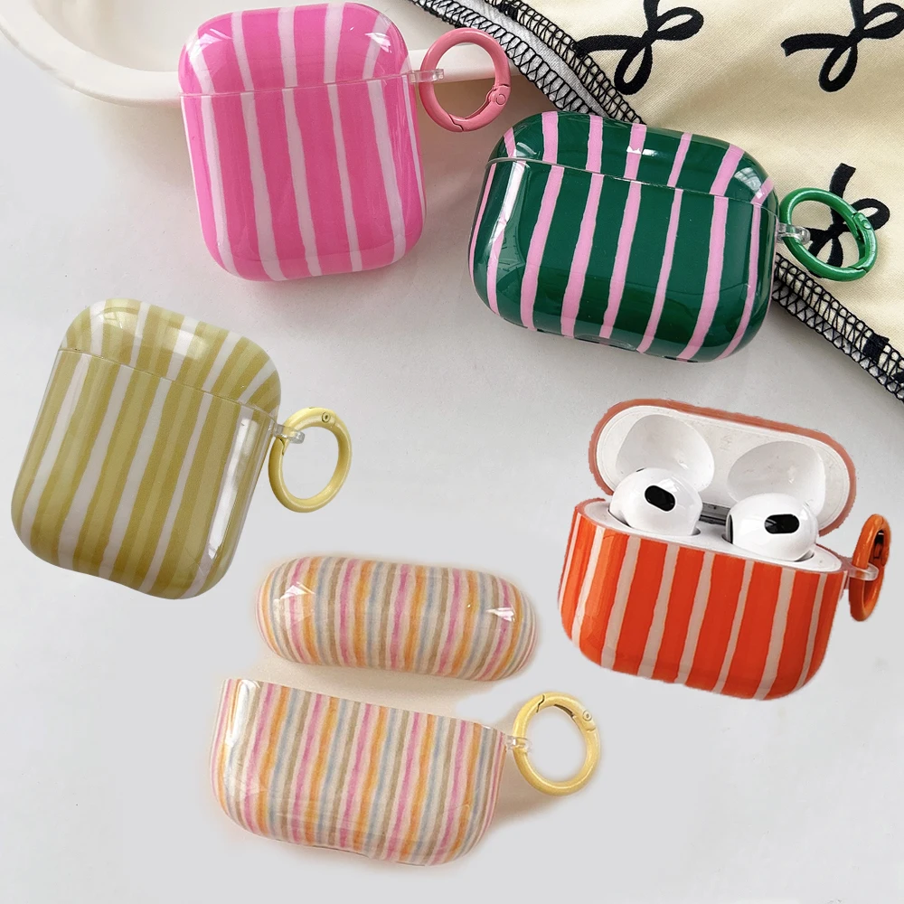 Color Collision Stripes Glossy Earpods Hülle für Apple Airpods 3 4 Pro 2, kabellose Kopfhörerabdeckung, Ladebox für Airpods Pro 3 Image