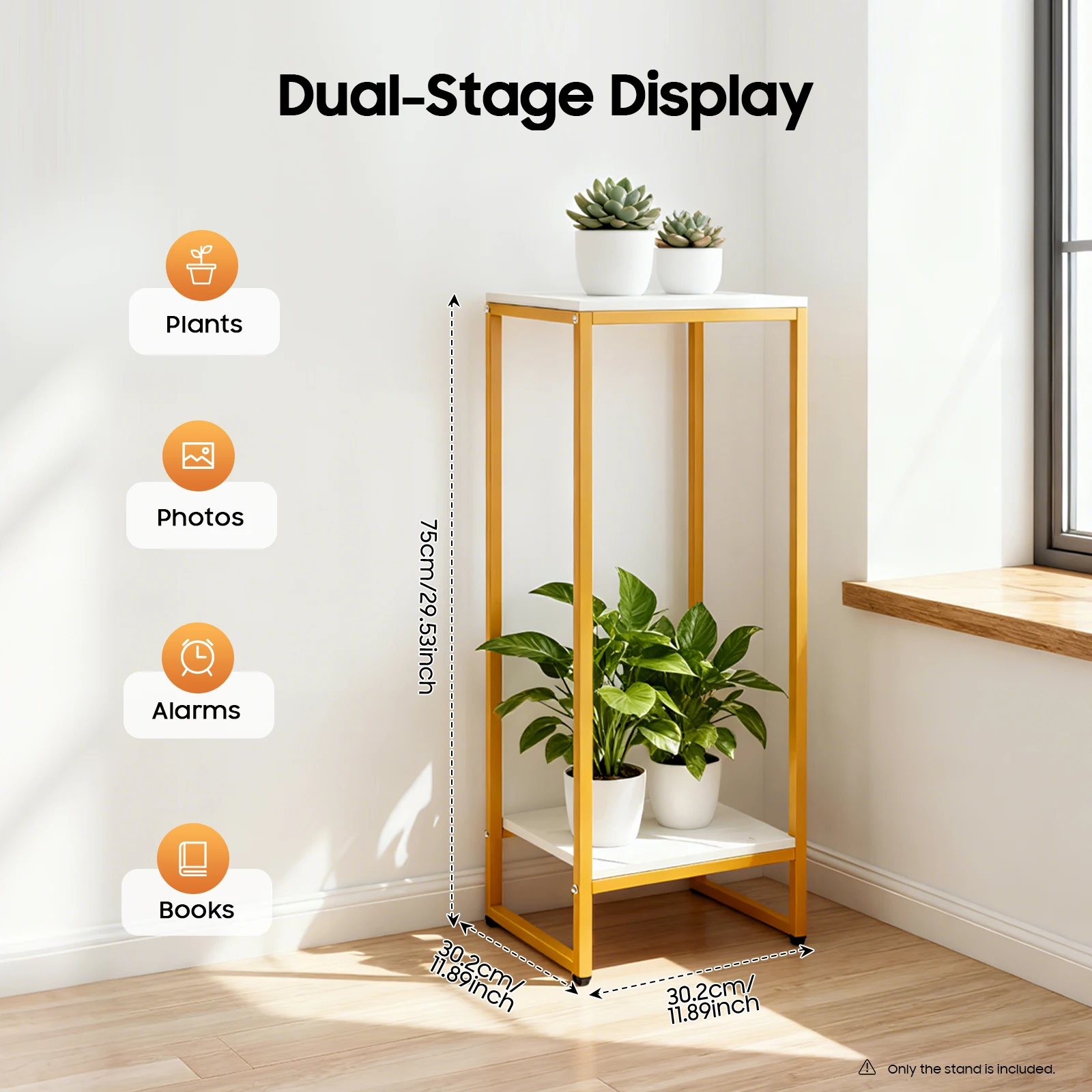 2-stöckiger Pflanzenständer für den Innenbereich, wasserdichtes Metall-Pflanzenregal für mehrere Blumen-Pflanzgefäße, Pflanzenregal-Halter, Lagerregal Image
