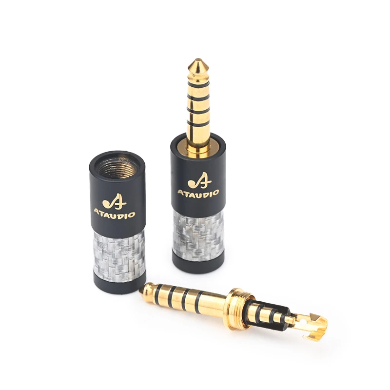 Hochwertige HiFi 4 Stück 4,4 mm Stecker vergoldeter Bananenstecker für 4,4 mm Klinke DIY Aux Lautsprecher Kopfhörerkabel Image