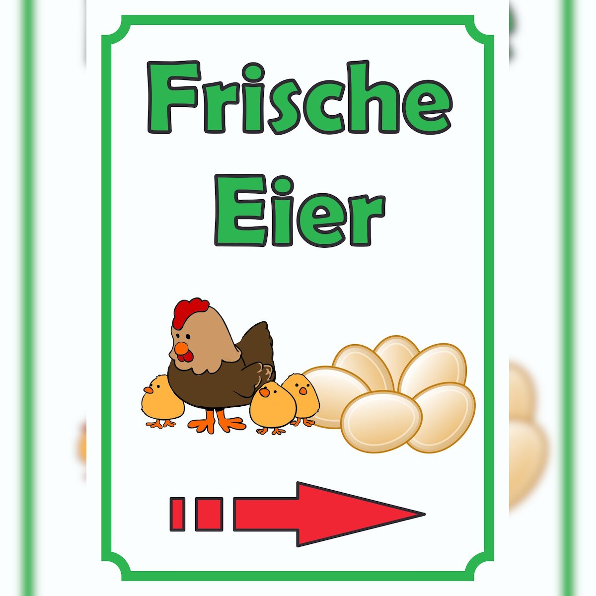 HB-Druck Verkaufsschild Schild EierHochkant mit Pfeil rechts A4 Rückseite selbstklebend Image