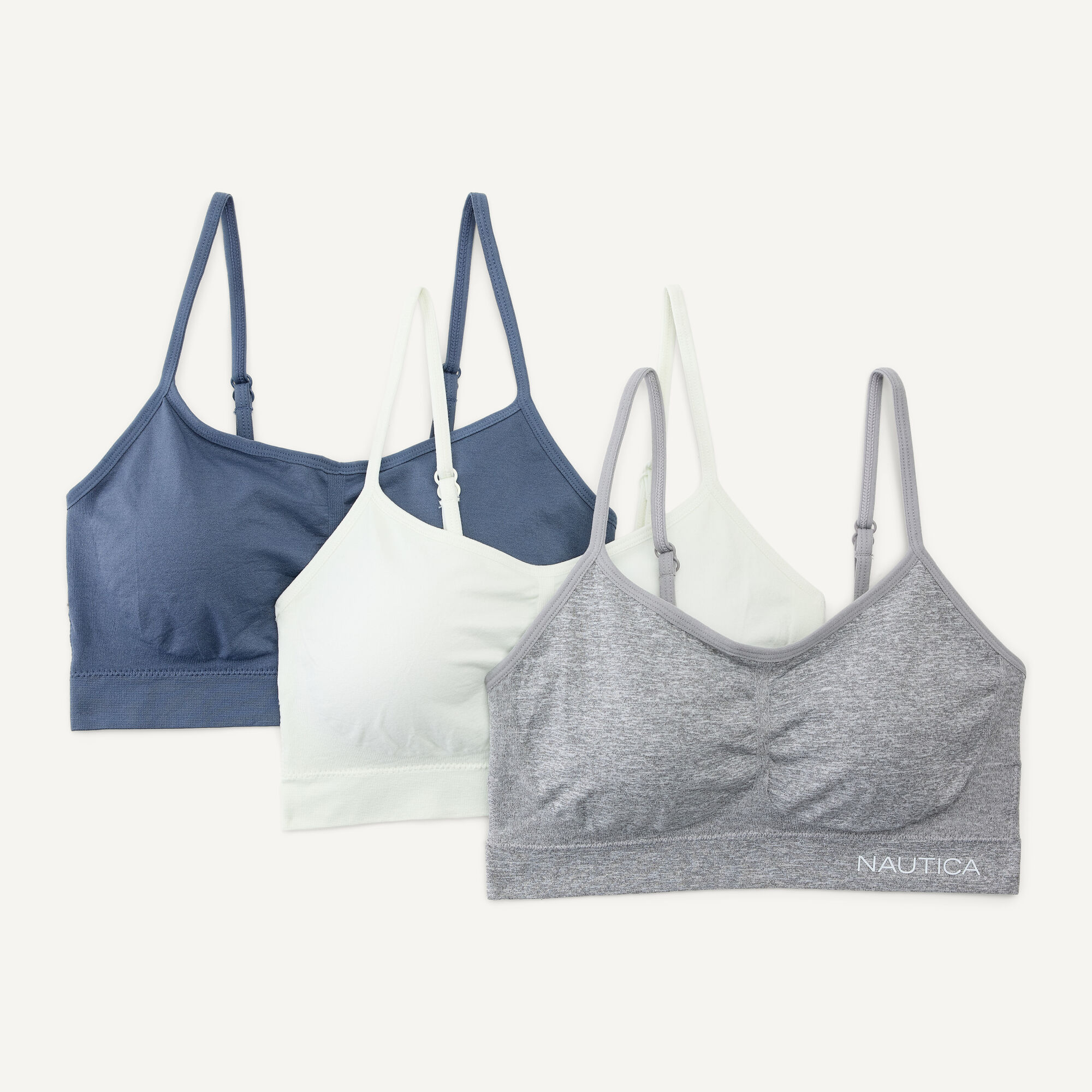 Nautica Women's Seamless Bralette, 3-Pack 020 (Pale Blue), S