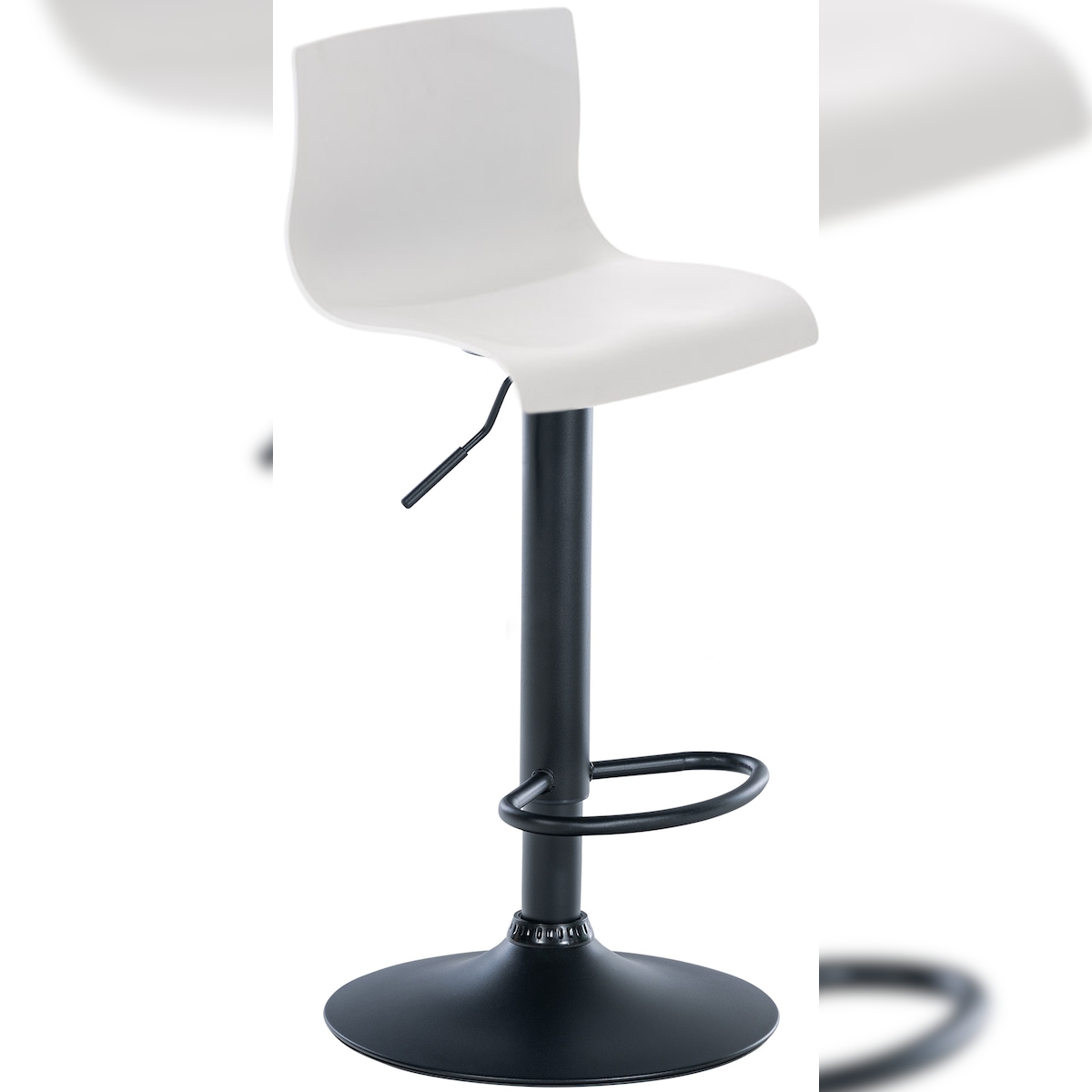DELUKE Barhocker PESAN - Kunststoff Weiß 39x36x84 cm Schwarz | Barstuhl Höhenverstellbar Mit Lehne Drehbar Tresenhocker Tresenstuhl Kneipenhocker Image