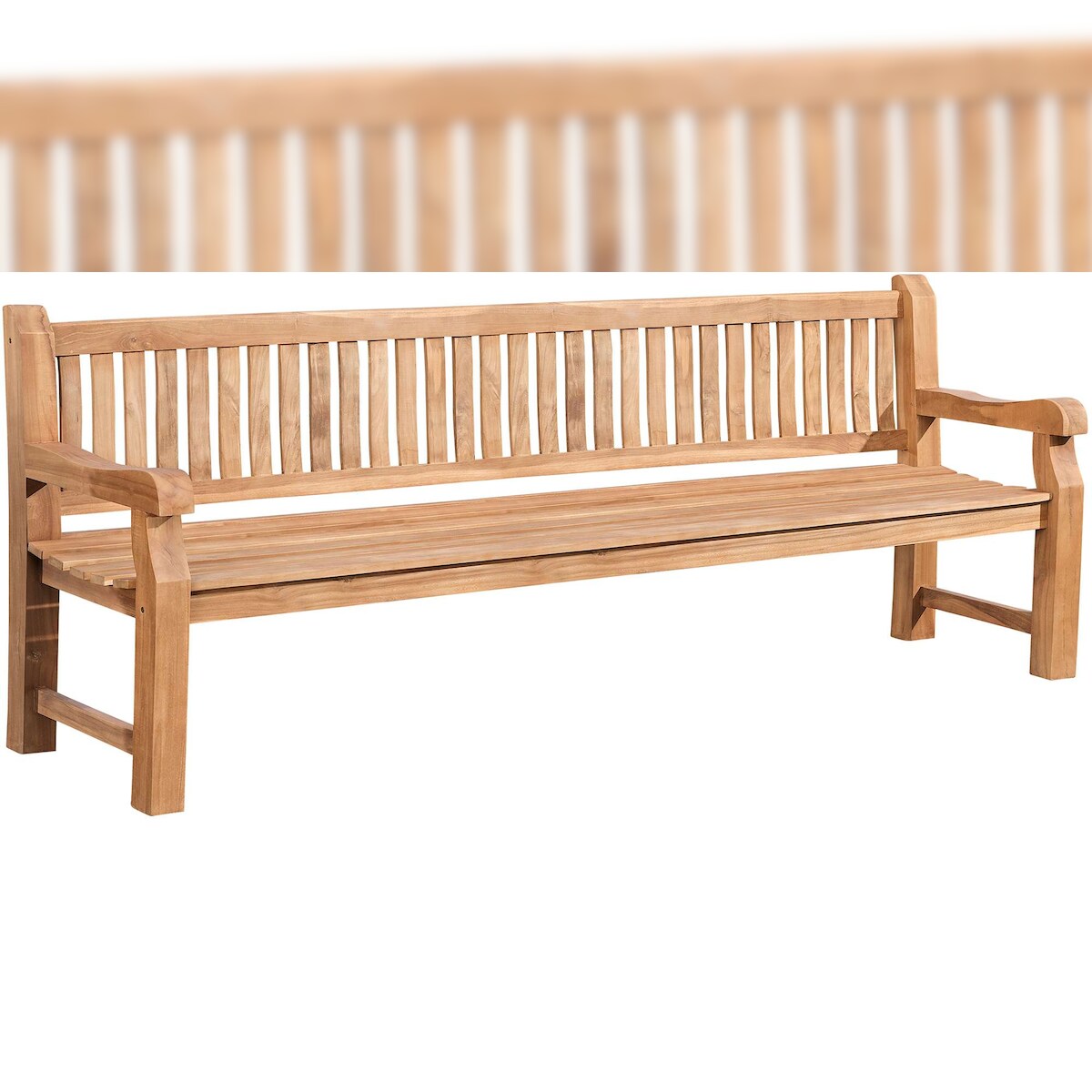 DELUKE Gartenbank Teakbank DEGAD - Holz Teak 240x61x93 cm | Holzbank 240 Cm Gartenbank Sitzbank Mit Lehne Wetterfest Bank Garten Terrasse Image