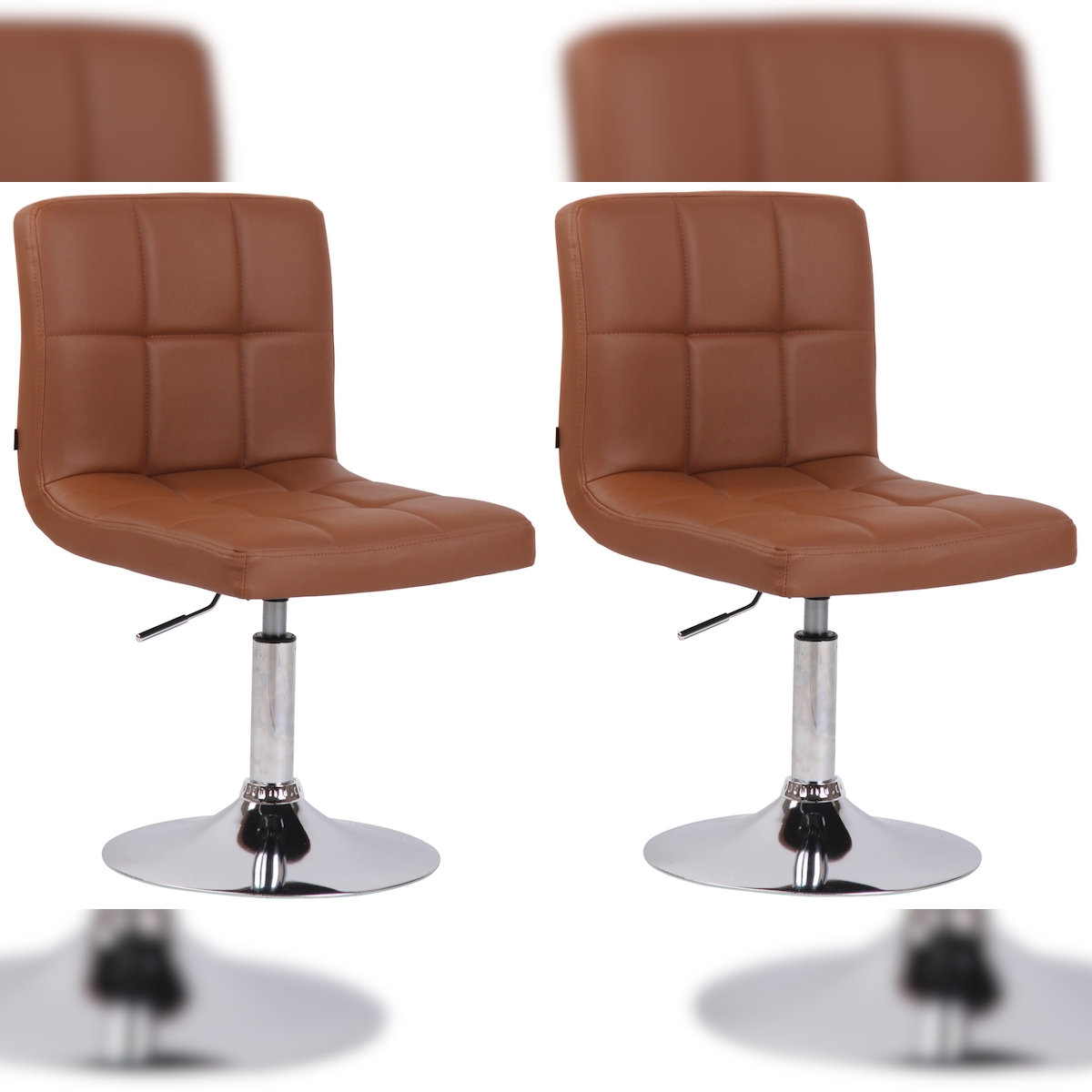 DELUKE 2er Set Barhocker BANGKO - Kunstleder Hellbraun 44x49x74 cm | Barstuhl Höhenverstellbar Mit Lehne Drehbar Tresenhocker Tresenstuhl Kneipenhocker Image