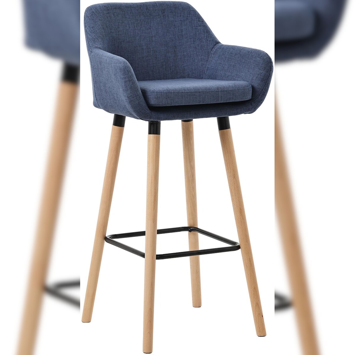 DELUKE Barhocker MIRID - Stoff Dunkelblau 51x50x101 cm | Barstuhl Mit Lehne Tresenhocker Tresenstuhl Kneipenhocker Kneipenstuhl Image