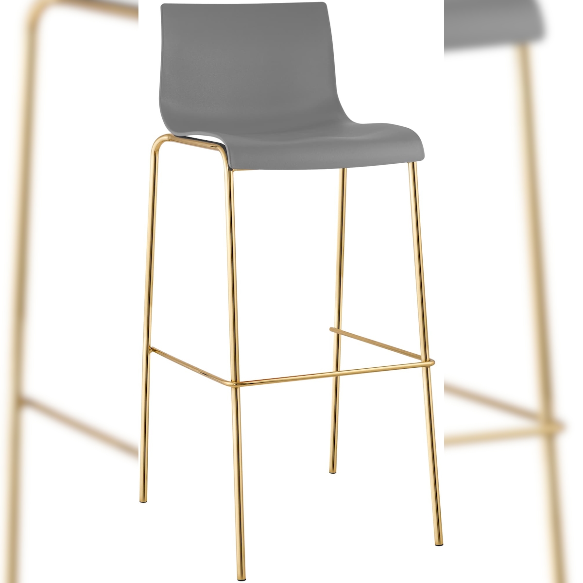DELUKE Barhocker TENAR - Kunststoff Grau 43x48x100 cm Gold | Barstuhl Mit Lehne Tresenhocker Tresenstuhl Kneipenhocker Kneipenstuhl Image