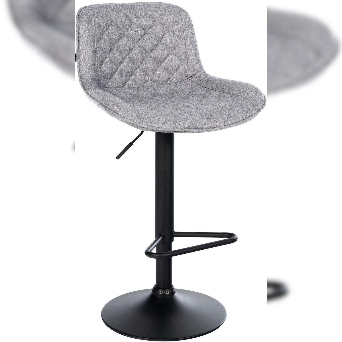 DELUKE Barhocker KUHAR - Stoff Grau 50x52x84 cm | Barstuhl Höhenverstellbar Mit Lehne Drehbar Tresenhocker Tresenstuhl Kneipenhocker Kneipenstuhl Image