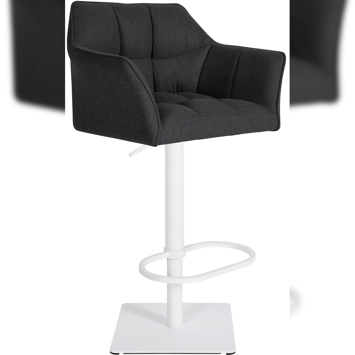 DELUKE Barhocker SIHAR - Filz Anthrazit 64x45x88 cm Weiß | Barstuhl Höhenverstellbar Mit Lehne Drehbar Tresenhocker Tresenstuhl Kneipenhocker Kneipenstuhl