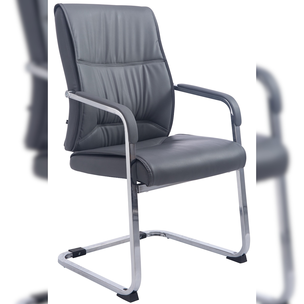 DELUKE XL Besucherstuhl MIAMI - Kunstleder Grau 58x65x102 cm | Besucherstühle Konferenzstuhl Wartezimmerstuhl Bürostühle Bürostuhl Konferenzraum Wartezimmer Image