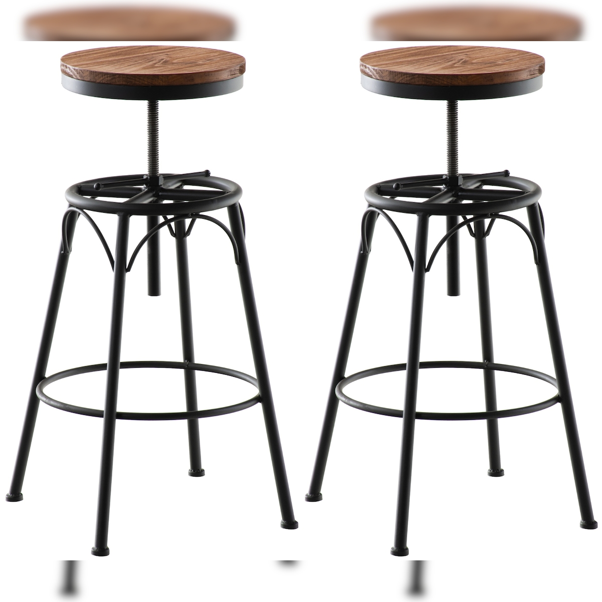 DELUKE 2er Set Barhocker KOZON - Metall Schwarz 42x42x70 cm | Barstuhl Drehbar Tresenhocker Tresenstuhl Kneipenhocker Kneipenstuhl Image