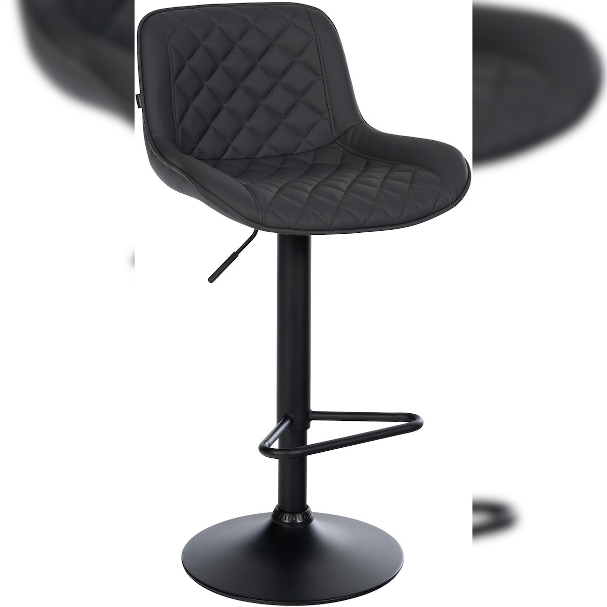 DELUKE Barhocker KUHAR - Kunstleder Schwarz 50x52x84 cm | Barstuhl Höhenverstellbar Mit Lehne Drehbar Tresenhocker Tresenstuhl Kneipenhocker Kneipenstuhl Image