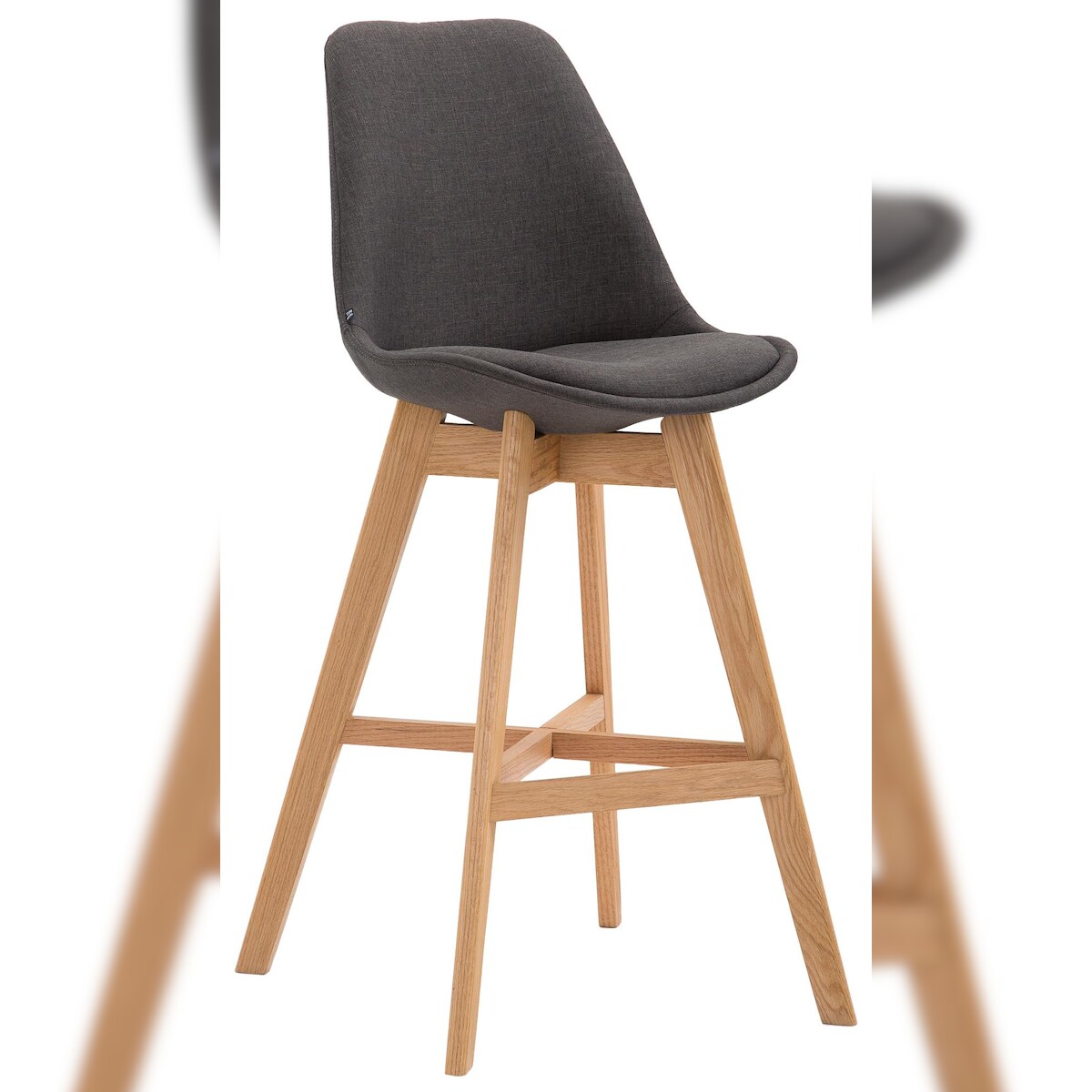 DELUKE Barhocker DUMIR - Stoff Dunkelgrau 48x56x112 cm | Barstuhl Mit Lehne Tresenhocker Tresenstuhl Kneipenhocker Kneipenstuhl Image